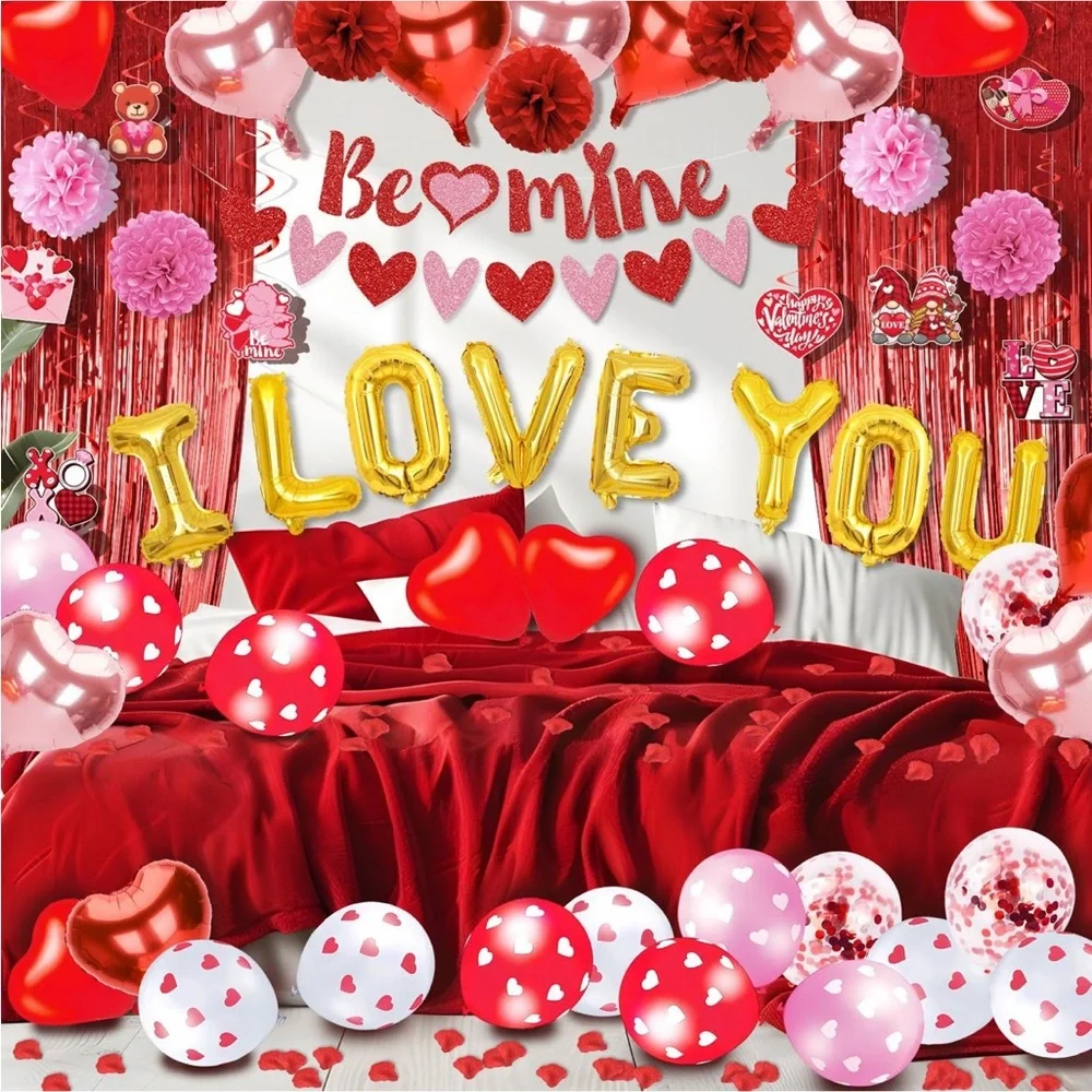 Valentines Day Decorations Kit, I Love You Balloons Decorations Indoor